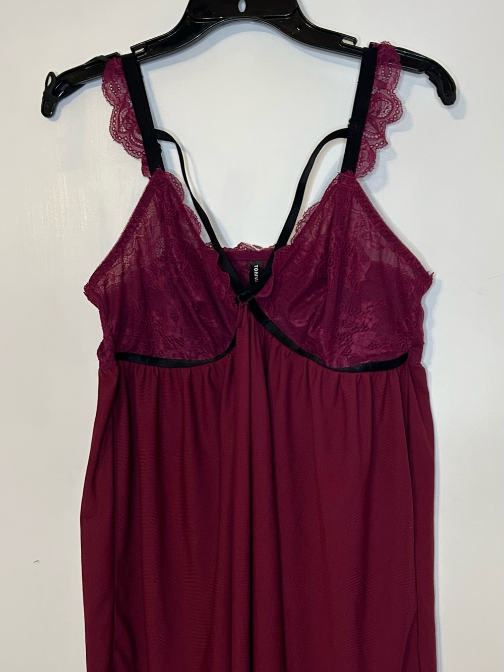 torrid Burgundy Lace Chemise with Black Trim